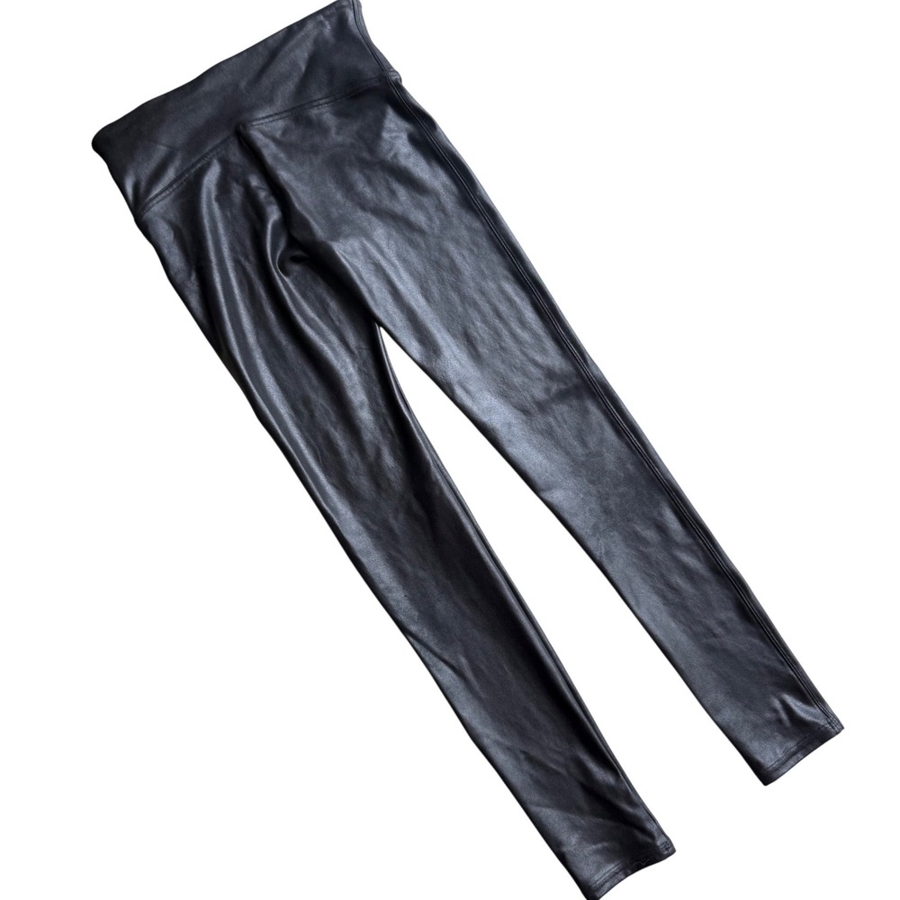 Spanx Faux Leather Leggings Black Booty Boost Womens M High waist Indie Sleaze